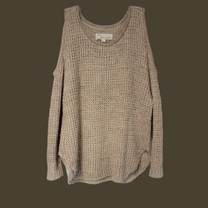 Vintage Havana  Tan Marled Open Shoulder Sweater‎ Dress Size Large